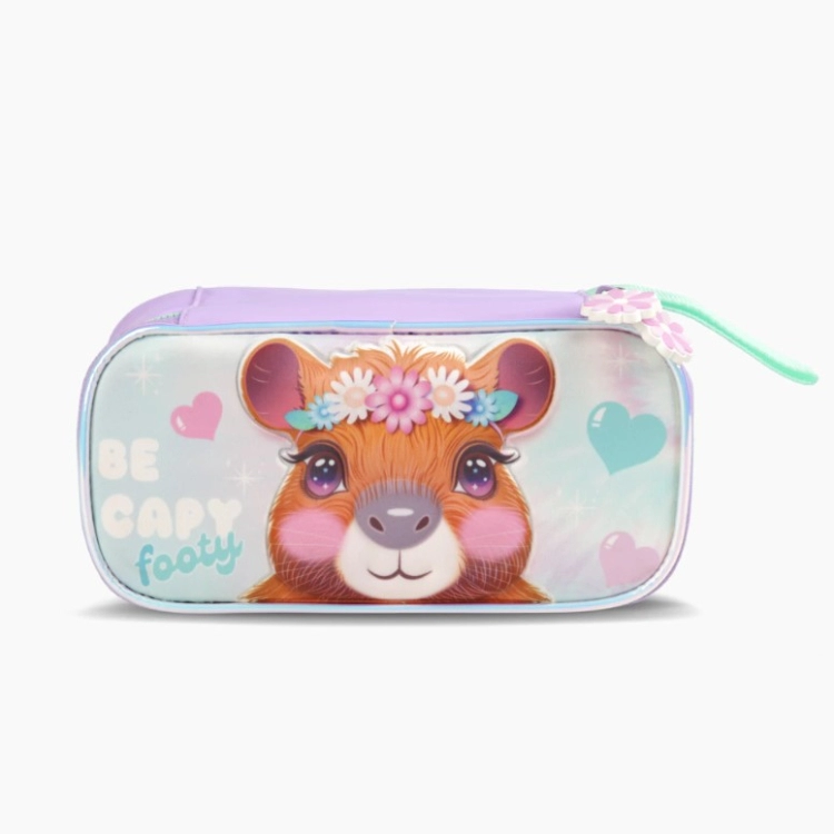 Cartuchera Escolar Footy 2026 Capibara Lila con Division Interna Art.F263060